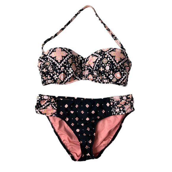 Anthropologie Seafolly Inka Gypsy Bandeau Bikini Top and Bikini Bottom Size 6 US - Picture 1 of 10
